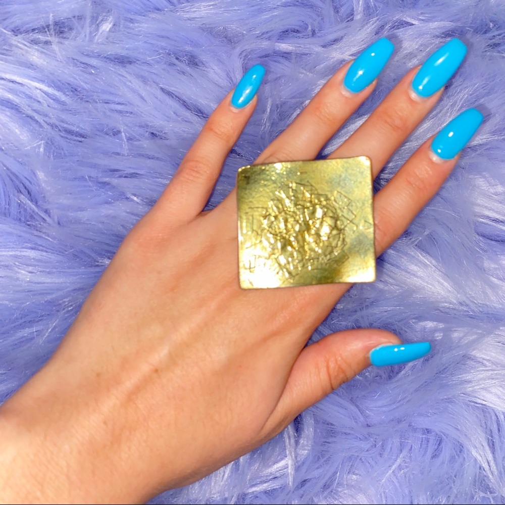 Vintage Cécile Jeanne Paris Gold Adjustable Square Ring